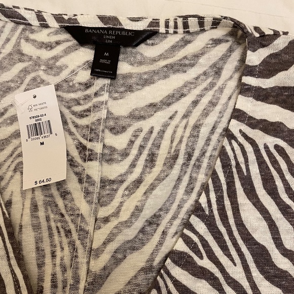 Banana Republic Linen Zebra Wrap Top, Size M, New With Tags! - Picture 4 of 5